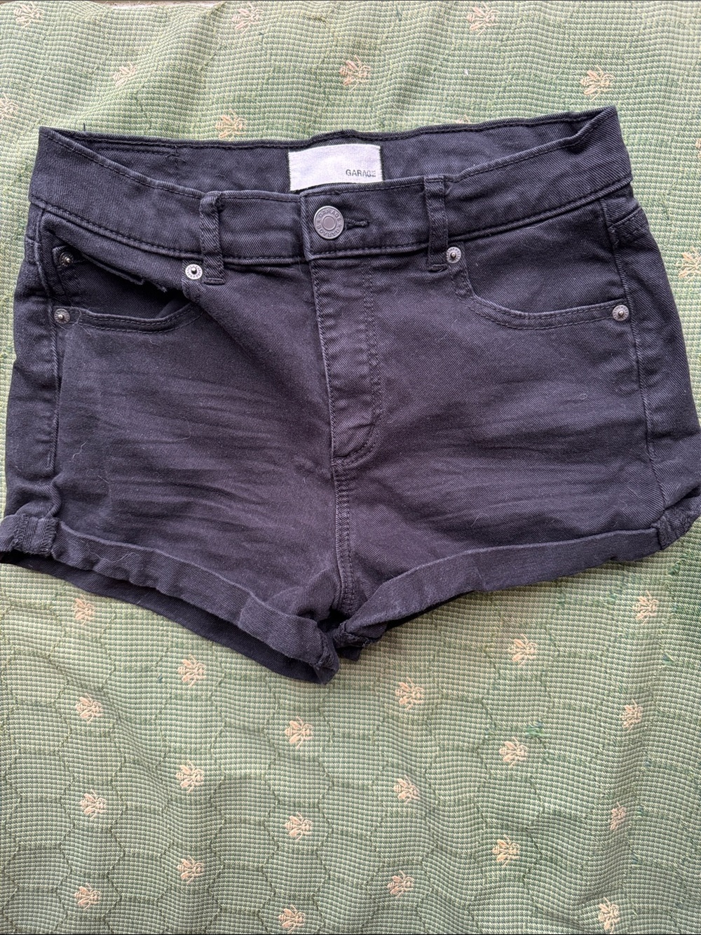 Garage Black Rolled-Hem Denim Shorts